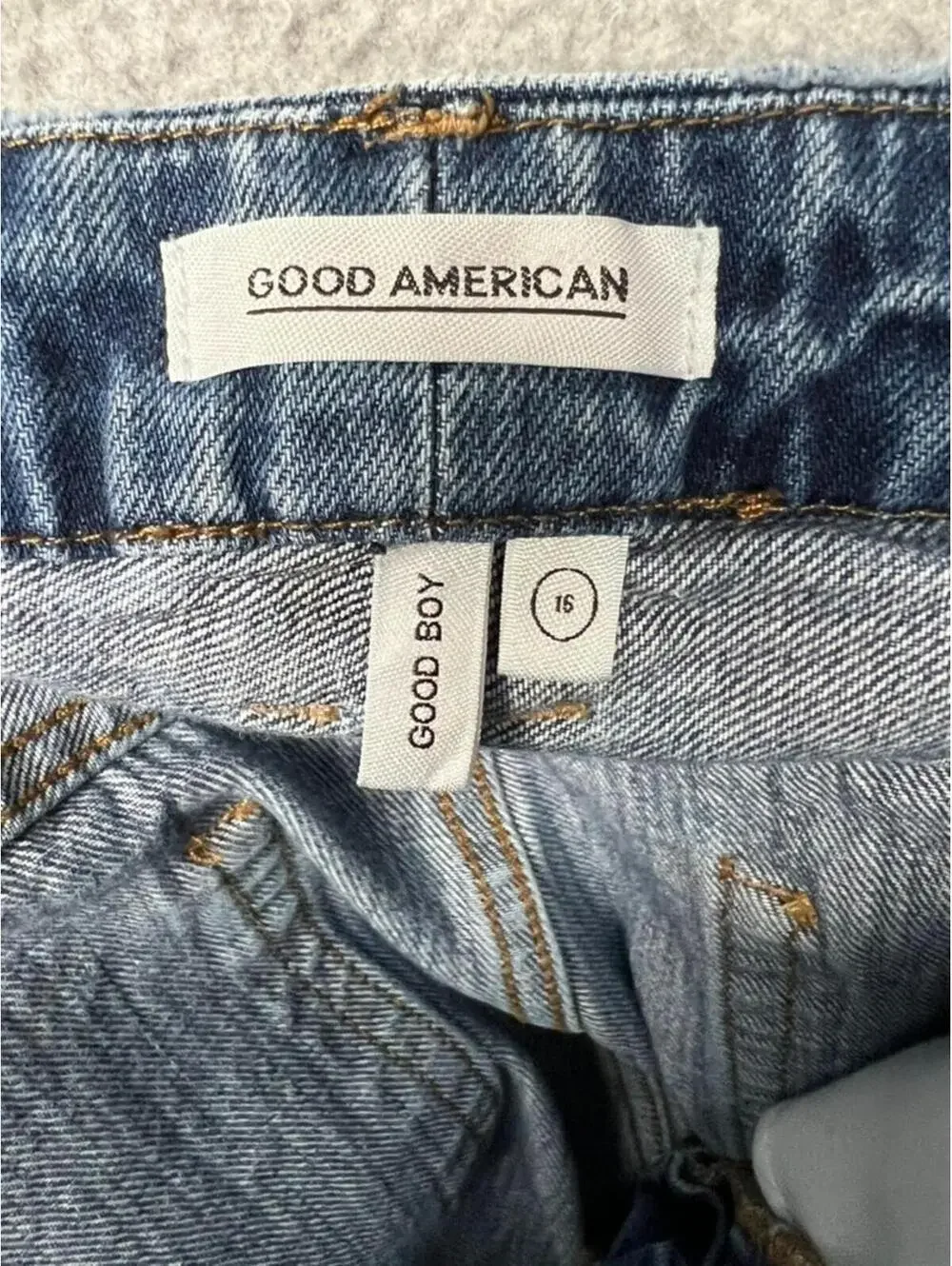 Good American Good Boy High Rise Distress Straight Leg Jeans 16 Curvy 80s